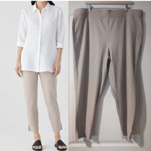 Eileen Fisher | Washable Stretch Crepe Crop with Slits In Wheat